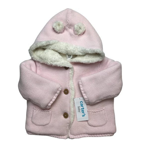 Carter's Other - Carter's Baby Girl Pink Sherpa Hooded Button-up Cardigan Sizes: 6M or 9M - NWT